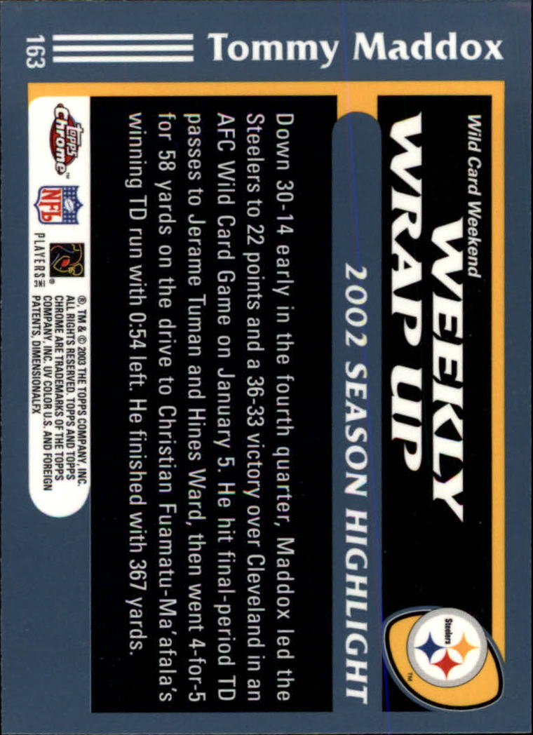 B1544- 2003 Topps Chrome FB Card #s 1-200 +Rookies -You Pick- 15+ FREE US SHIP - Picture 293 of 356