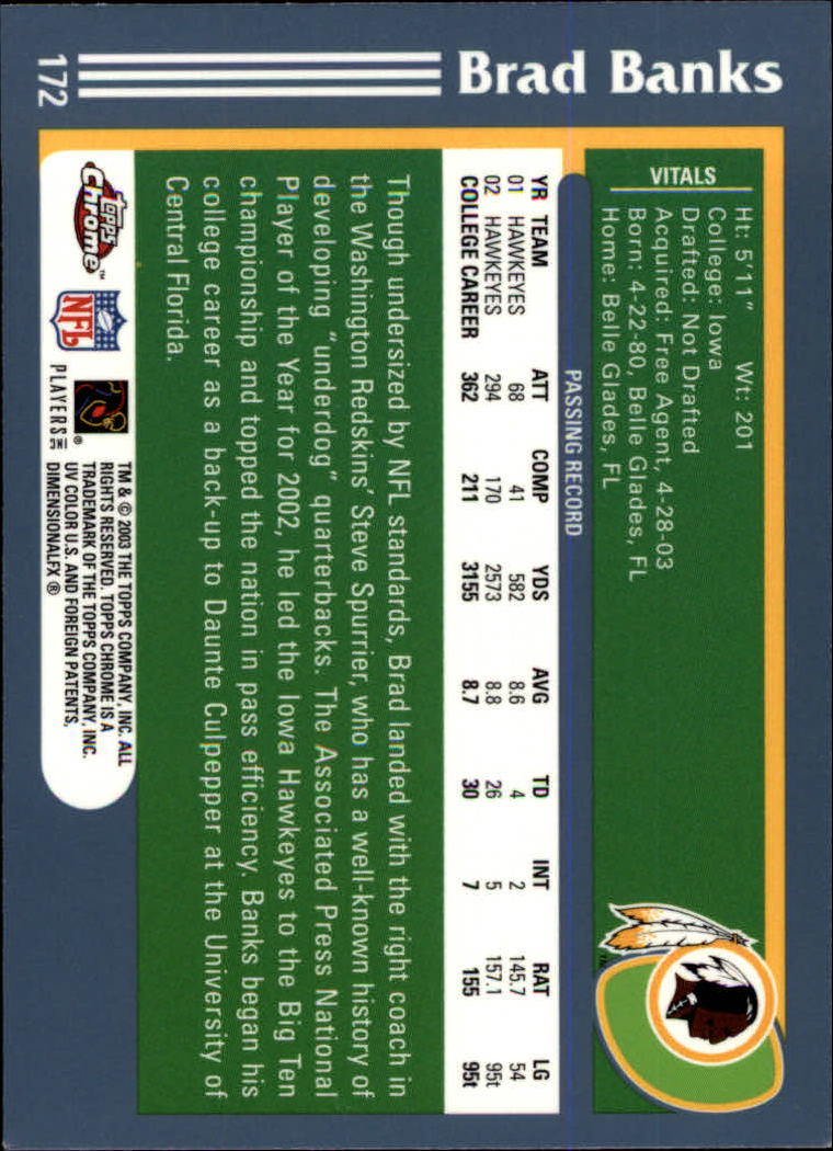 B1544- 2003 Topps Chrome FB Card #s 1-200 +Rookies -You Pick- 15+ FREE US SHIP - Picture 305 of 356