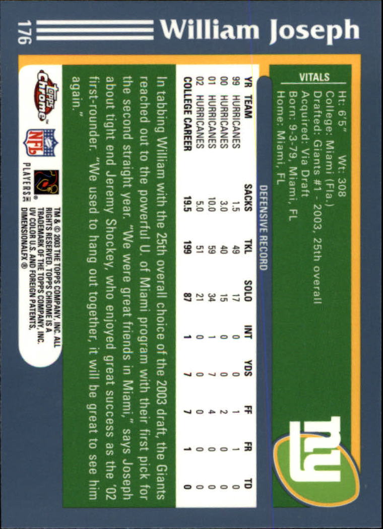 B1544- 2003 Topps Chrome FB Card #s 1-200 +Rookies -You Pick- 15+ FREE US SHIP - Picture 311 of 356