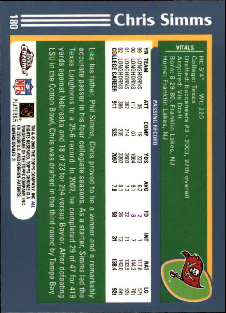 B1544- 2003 Topps Chrome FB Card #s 1-200 +Rookies -You Pick- 15+ FREE US SHIP - Picture 319 of 356