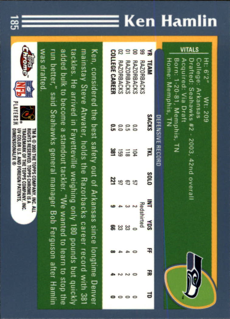 B1544- 2003 Topps Chrome FB Card #s 1-200 +Rookies -You Pick- 15+ FREE US SHIP - Picture 327 of 356
