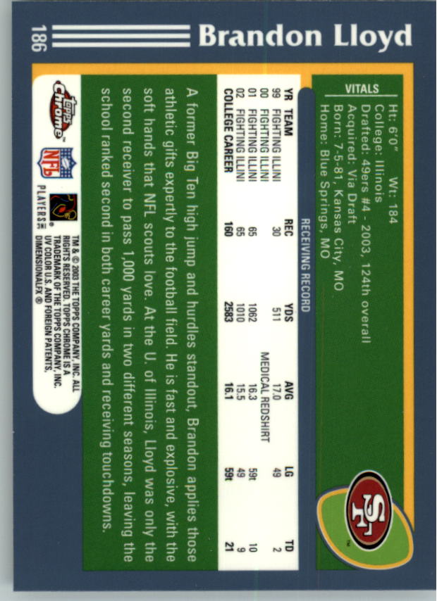 B1544- 2003 Topps Chrome FB Card #s 1-200 +Rookies -You Pick- 15+ FREE US SHIP - Picture 330 of 356
