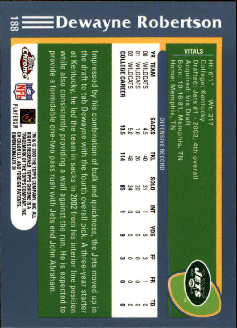 B1544- 2003 Topps Chrome FB Card #s 1-200 +Rookies -You Pick- 15+ FREE US SHIP - Picture 334 of 356