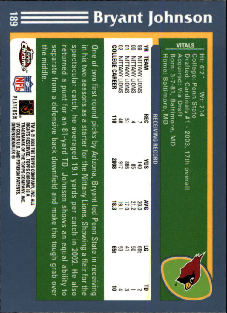 B1544- 2003 Topps Chrome FB Card #s 1-200 +Rookies -You Pick- 15+ FREE US SHIP - Picture 336 of 356
