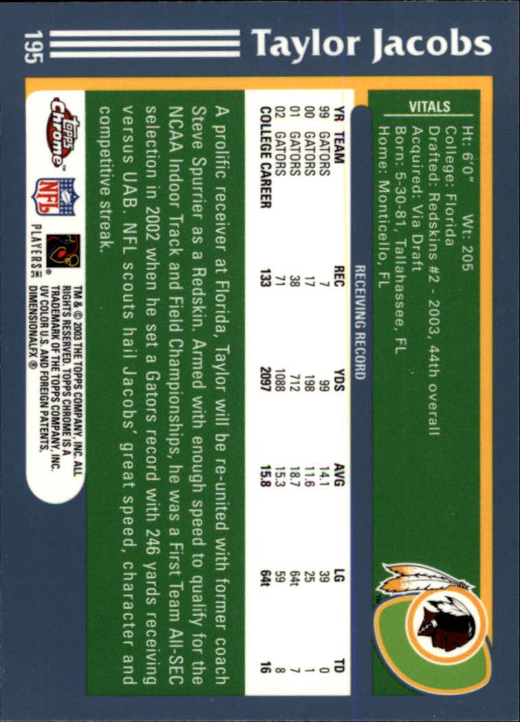 B1544- 2003 Topps Chrome FB Card #s 1-200 +Rookies -You Pick- 15+ FREE US SHIP - Picture 348 of 356