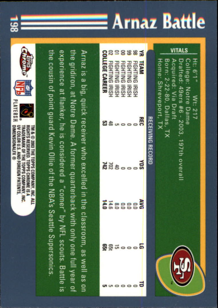 B1544- 2003 Topps Chrome FB Card #s 1-200 +Rookies -You Pick- 15+ FREE US SHIP - Picture 352 of 356