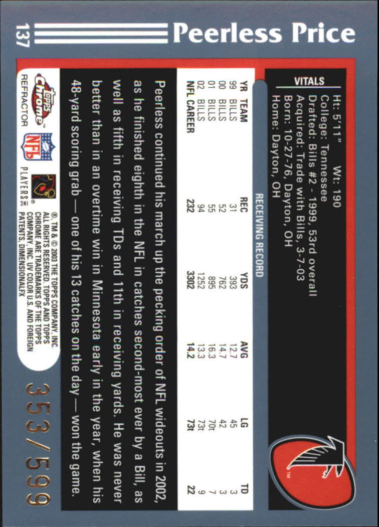 2003 Topps Chrome Black Refractors #137 Peerless Price