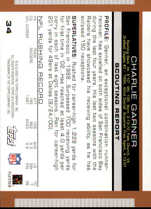 2003 Topps Draft Picks and Prospects #34 Charlie Garner back image