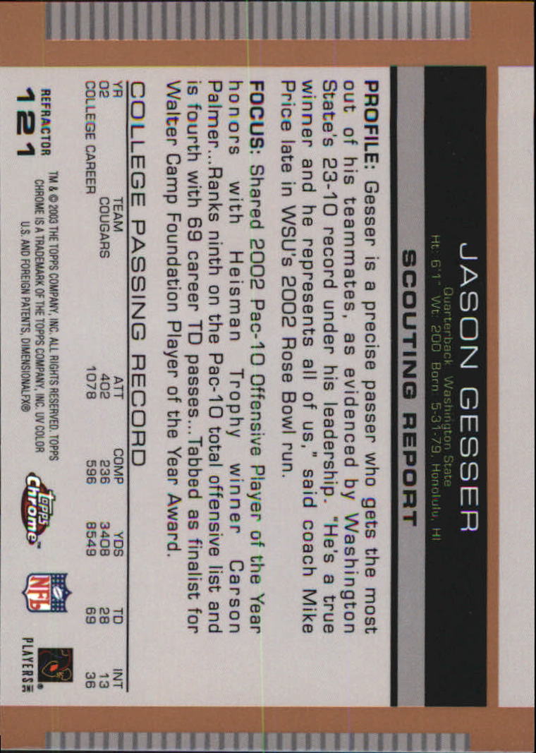 2003 Topps Draft Picks and Prospects Chrome Gold Refractors #121 Jason Gesser