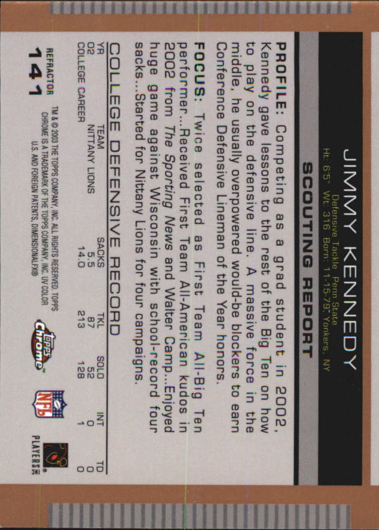 2003 Topps Draft Picks and Prospects Chrome Gold Refractors #141 Jimmy Kennedy