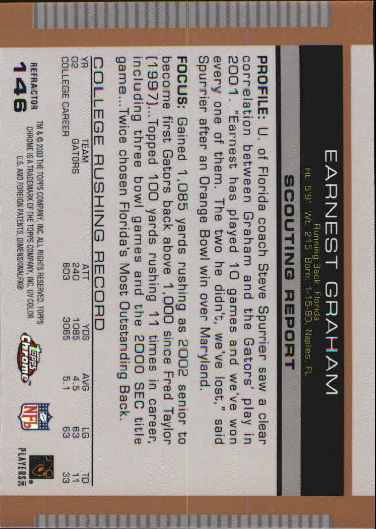 2003 Topps Draft Picks and Prospects Chrome Gold Refractors #146 Earnest Graham