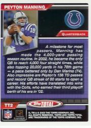 2003 Topps Total Total Production #TP2 Peyton Manning back image
