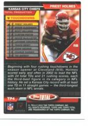 2003 Topps Total Total Production #TP4 Priest Holmes back image