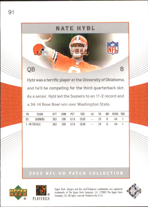 2003 Patch Collection (Upper Deck) Football "Main Set" Cards #1 to #120 - Picture 179 of 235