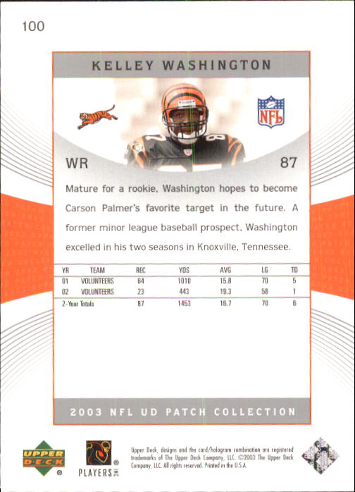 2003 Patch Collection (Upper Deck) Football "Main Set" Cards #1 to #120 - Picture 197 of 235
