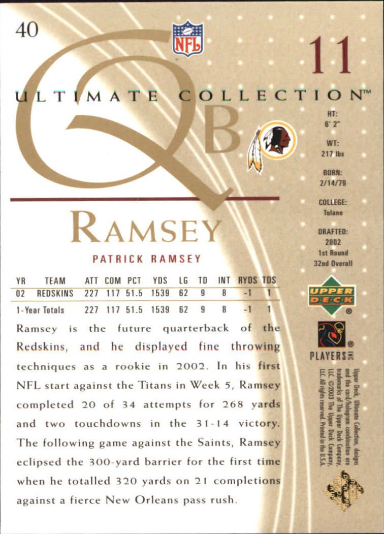 2003 Ultimate Collection #40 Patrick Ramsey back image