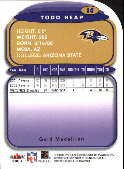 B5117- 2003 Ultra Gold Medallion FB Card #s 1-198 -You Pick- 15+ FREE US SHIP - Picture 21 of 291