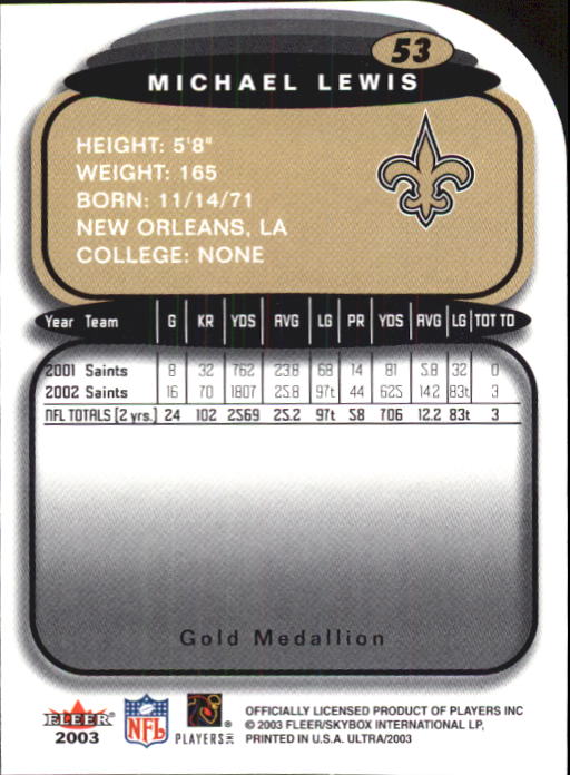 B5117- 2003 Ultra Gold Medallion FB Card #s 1-198 -You Pick- 15+ FREE US SHIP - Picture 87 of 291