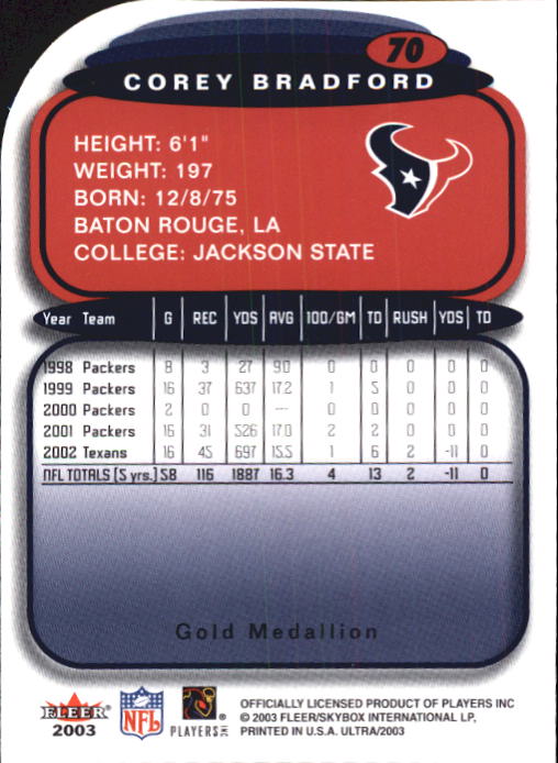 B5117- 2003 Ultra Gold Medallion FB Card #s 1-198 -You Pick- 15+ FREE US SHIP - Picture 107 of 291