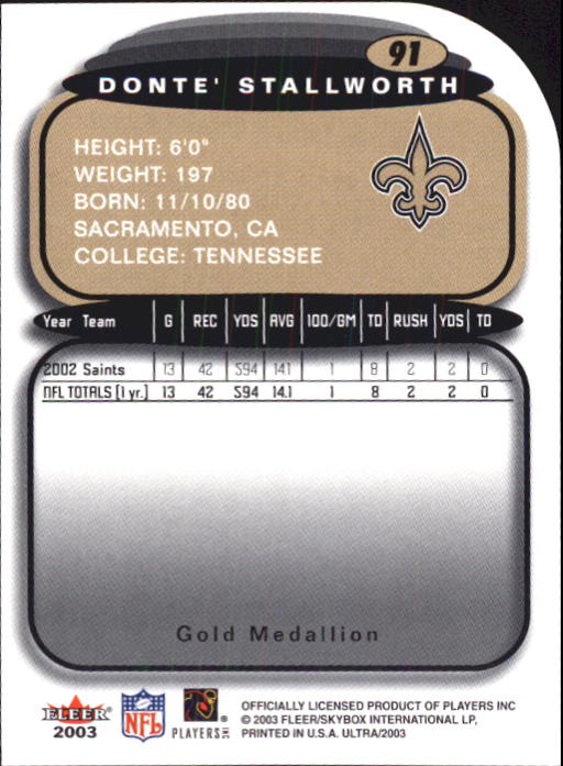 B5117- 2003 Ultra Gold Medallion FB Card #s 1-198 -You Pick- 15+ FREE US SHIP - Picture 135 of 291