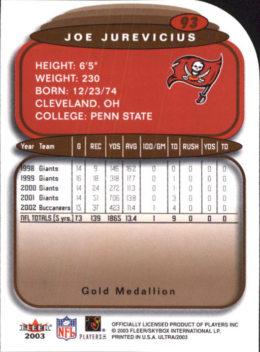 B5117- 2003 Ultra Gold Medallion FB Card #s 1-198 -You Pick- 15+ FREE US SHIP - Picture 139 of 291