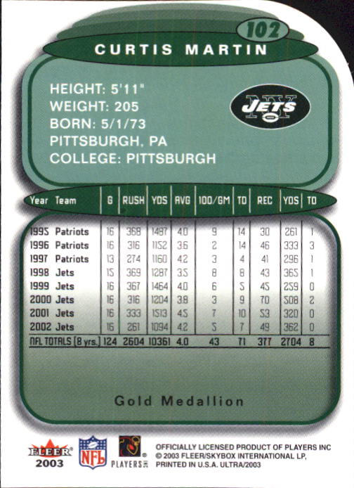 B5117- 2003 Ultra Gold Medallion FB Card #s 1-198 -You Pick- 15+ FREE US SHIP - Picture 151 of 291
