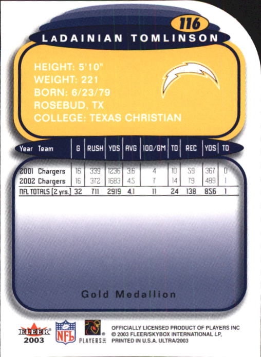B5117- 2003 Ultra Gold Medallion FB Card #s 1-198 -You Pick- 15+ FREE US SHIP - Picture 171 of 291