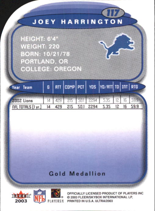 B5117- 2003 Ultra Gold Medallion FB Card #s 1-198 -You Pick- 15+ FREE US SHIP - Picture 173 of 291