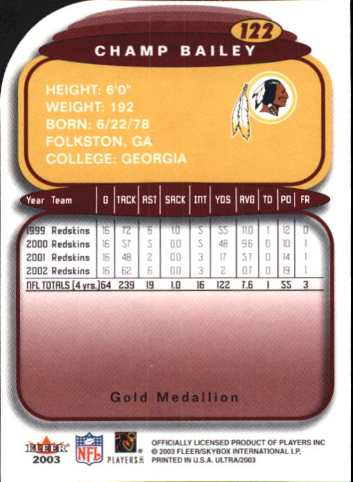 B5117- 2003 Ultra Gold Medallion FB Card #s 1-198 -You Pick- 15+ FREE US SHIP - Picture 179 of 291