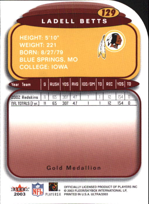 B5117- 2003 Ultra Gold Medallion FB Card #s 1-198 -You Pick- 15+ FREE US SHIP - Picture 191 of 291