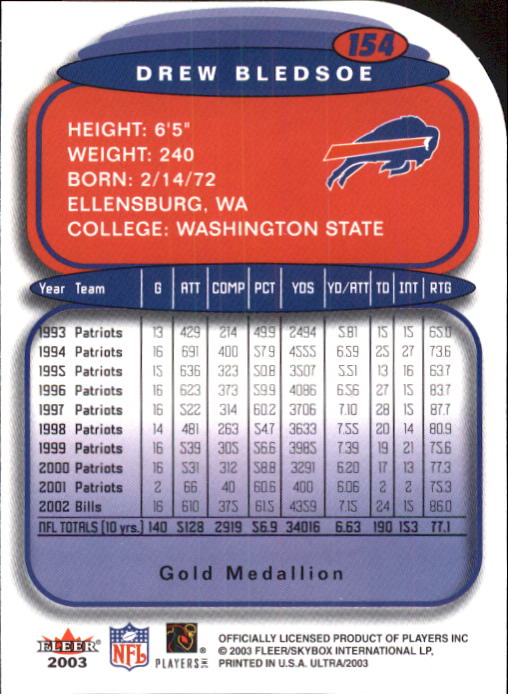 B5117- 2003 Ultra Gold Medallion FB Card #s 1-198 -You Pick- 15+ FREE US SHIP - Picture 233 of 291