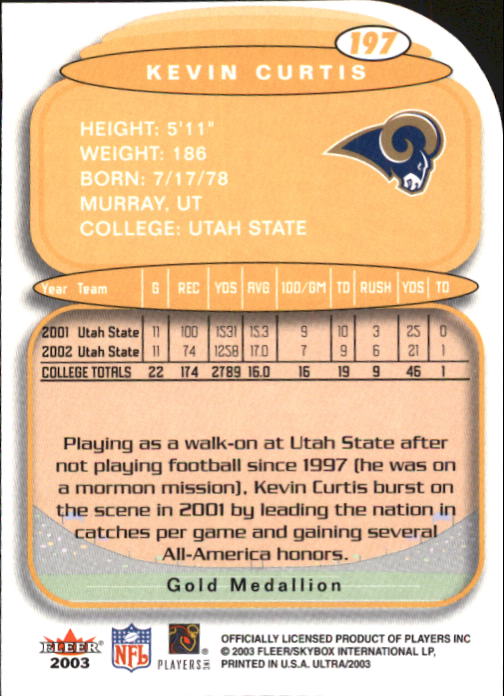 B5117- 2003 Ultra Gold Medallion FB Card #s 1-198 -You Pick- 15+ FREE US SHIP - Picture 287 of 291