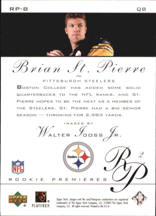 2003 Rookie Premiere (Upper Deck) Football "Main Set" Cards - Picture 11 of 45