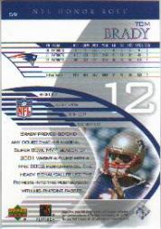2003 Upper Deck Honor Roll #59 Tom Brady back image