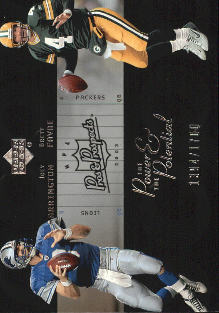 2003 Upper Deck Pros and Prospects The Power and the Potential #PP2 Joey Harrington/Brett Favre