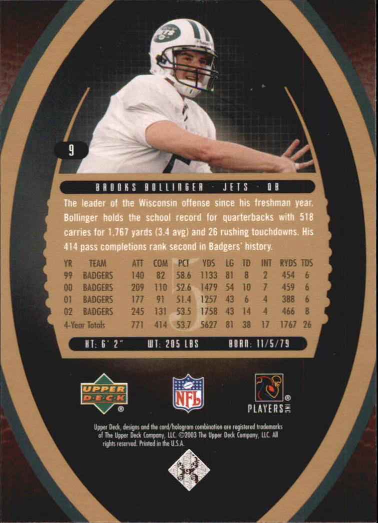 2003 Standing O (Upper Deck) Football "Rookies" Insert Cards - Picture 7 of 27
