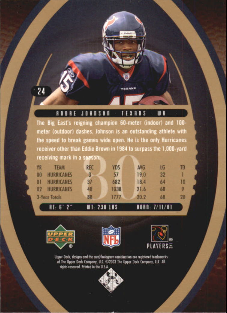 2003 Standing O (Upper Deck) Football "Rookies" Insert Cards - Picture 17 of 27