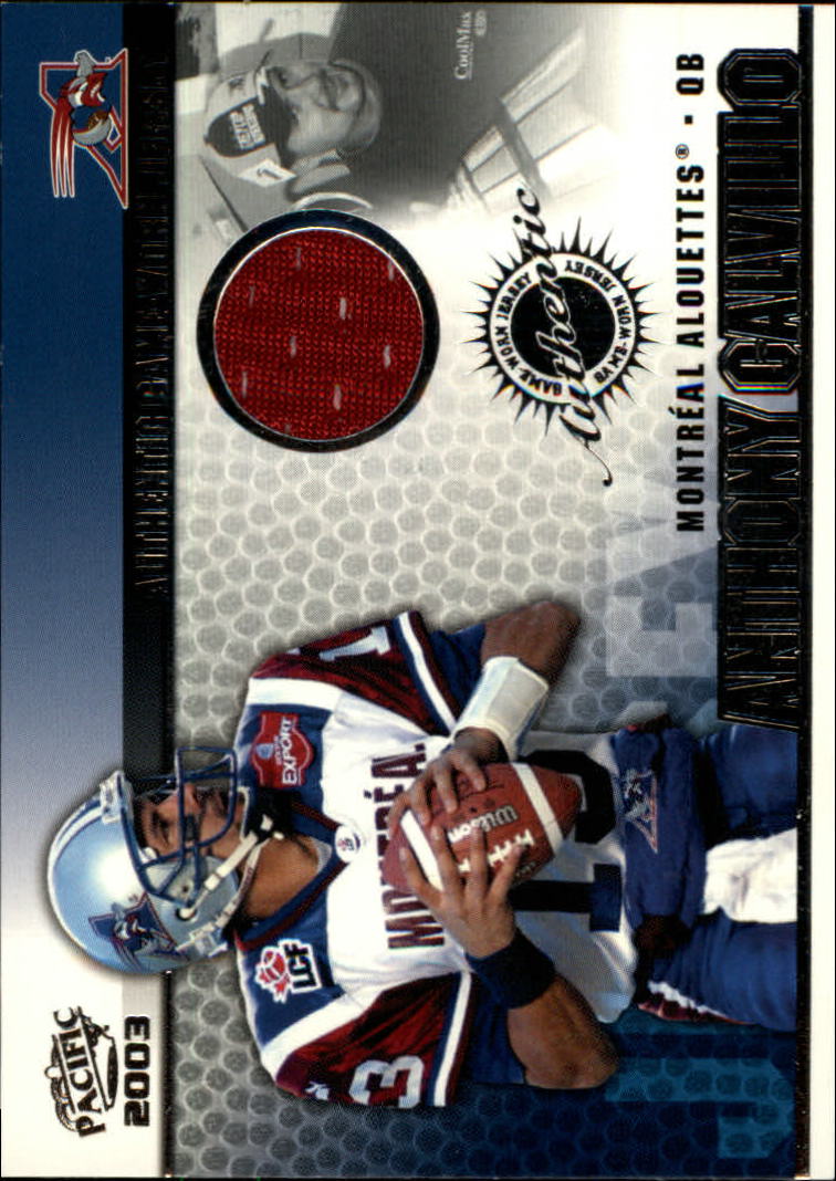 2003 Pacific CFL Game Worn Jerseys #5 Anthony Calvillo