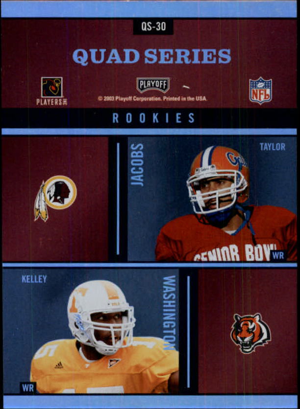 2003 Absolute Memorabilia Quad Series #QS30 Andre Johnson/Taylor Jacobs/Charles Rogers/Kelley Washington back image