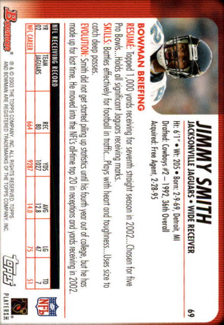 2003 Bowman #69 Jimmy Smith back image