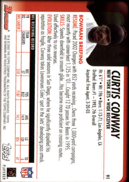 2003 Bowman #91 Curtis Conway back image