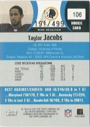 2003 Bowman's Best Blue #106 Taylor Jacobs JSY back image