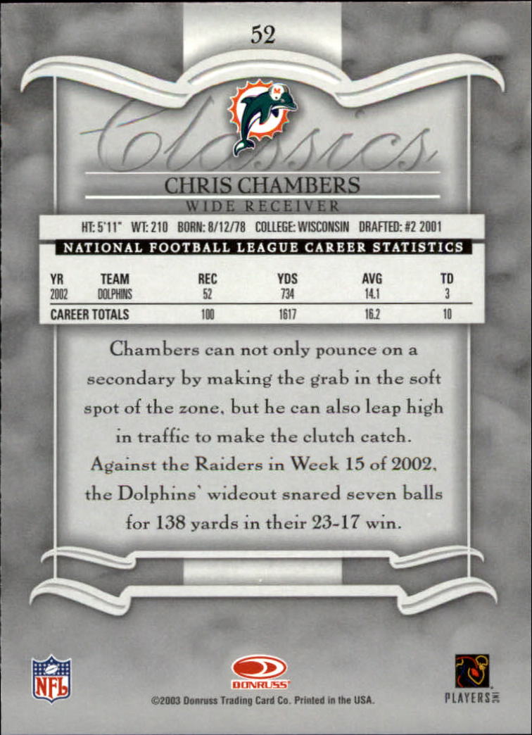 2003 Donruss Classics #52 Chris Chambers back image