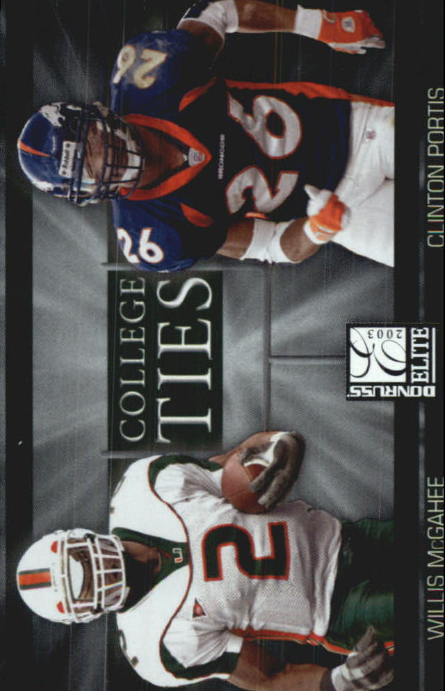 2003 Donruss Elite College Ties #CT8 Clinton Portis/Willis McGahee