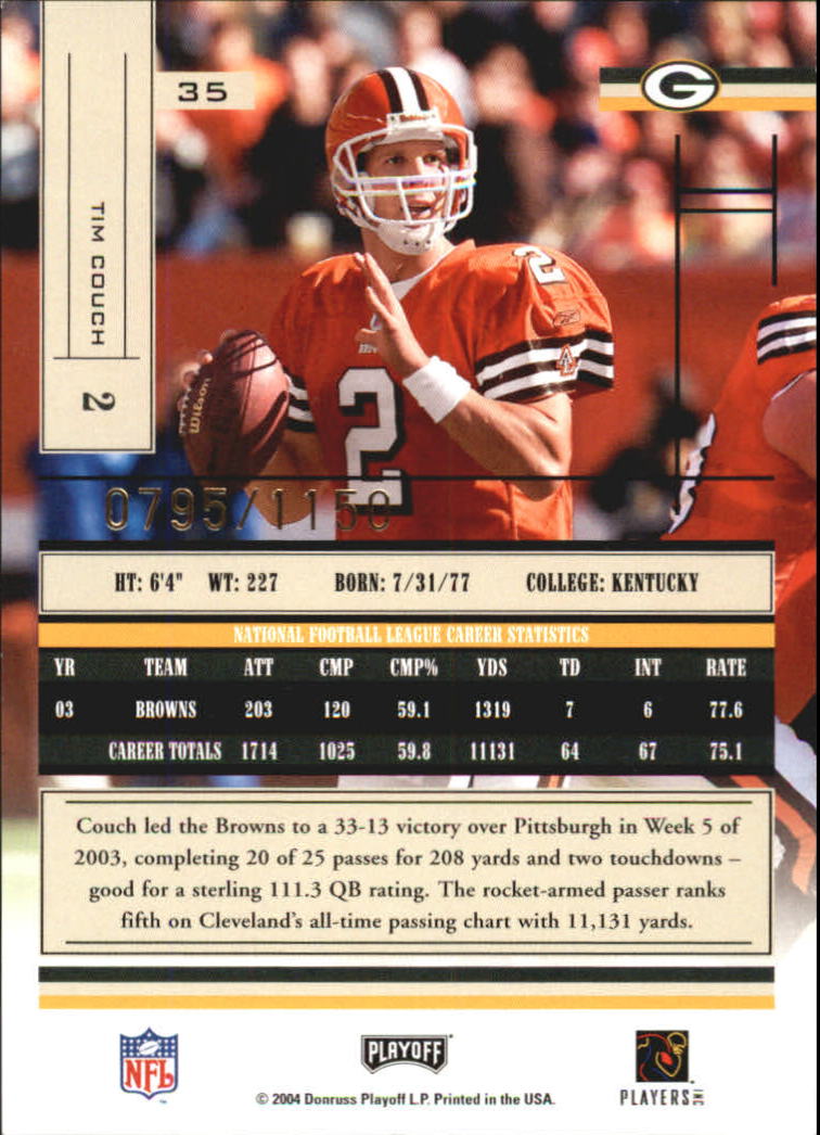 2004 Absolute Memorabilia #35 Tim Couch back image