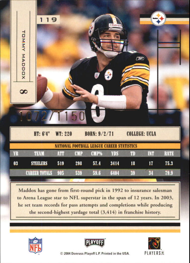 2004 Absolute Memorabilia #119 Tommy Maddox back image