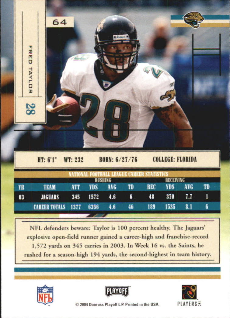 2004 Absolute Memorabilia Retail #64 Fred Taylor back image