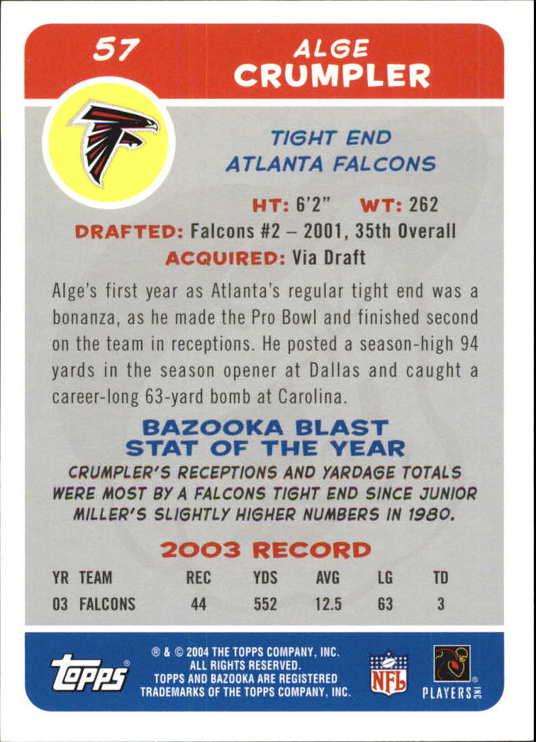 2004 Bazooka #57 Alge Crumpler back image