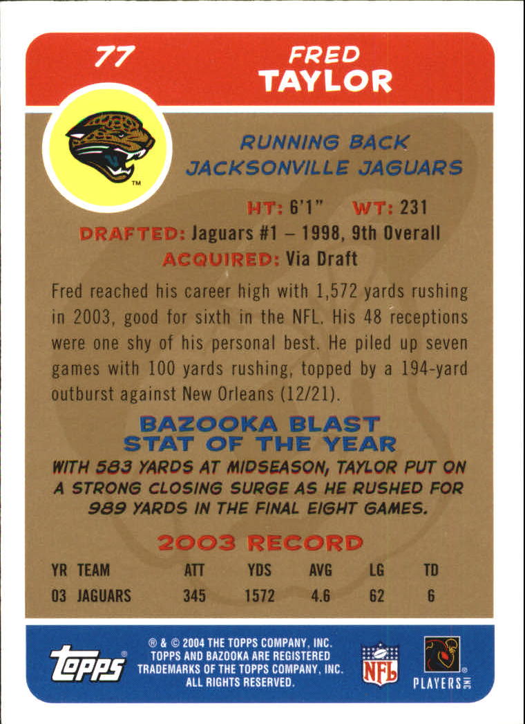 2004 Bazooka Gold #77 Fred Taylor back image