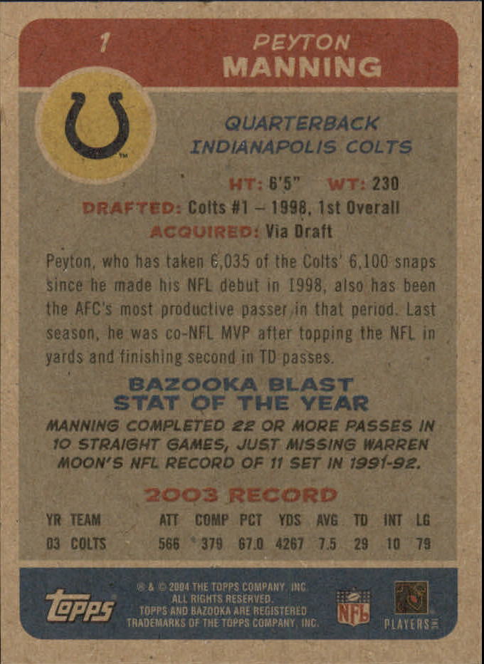 B4561- 2004 Bazooka Assorted Football Cards -You Pick- 15+ FREE US SHIP - Bild 14 von 449